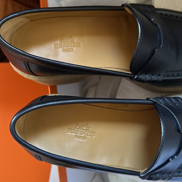 Hermes Fanny H Platform Loafers Noir Leather Womens EU 38 US 9 NIB - Picture 8 of 8